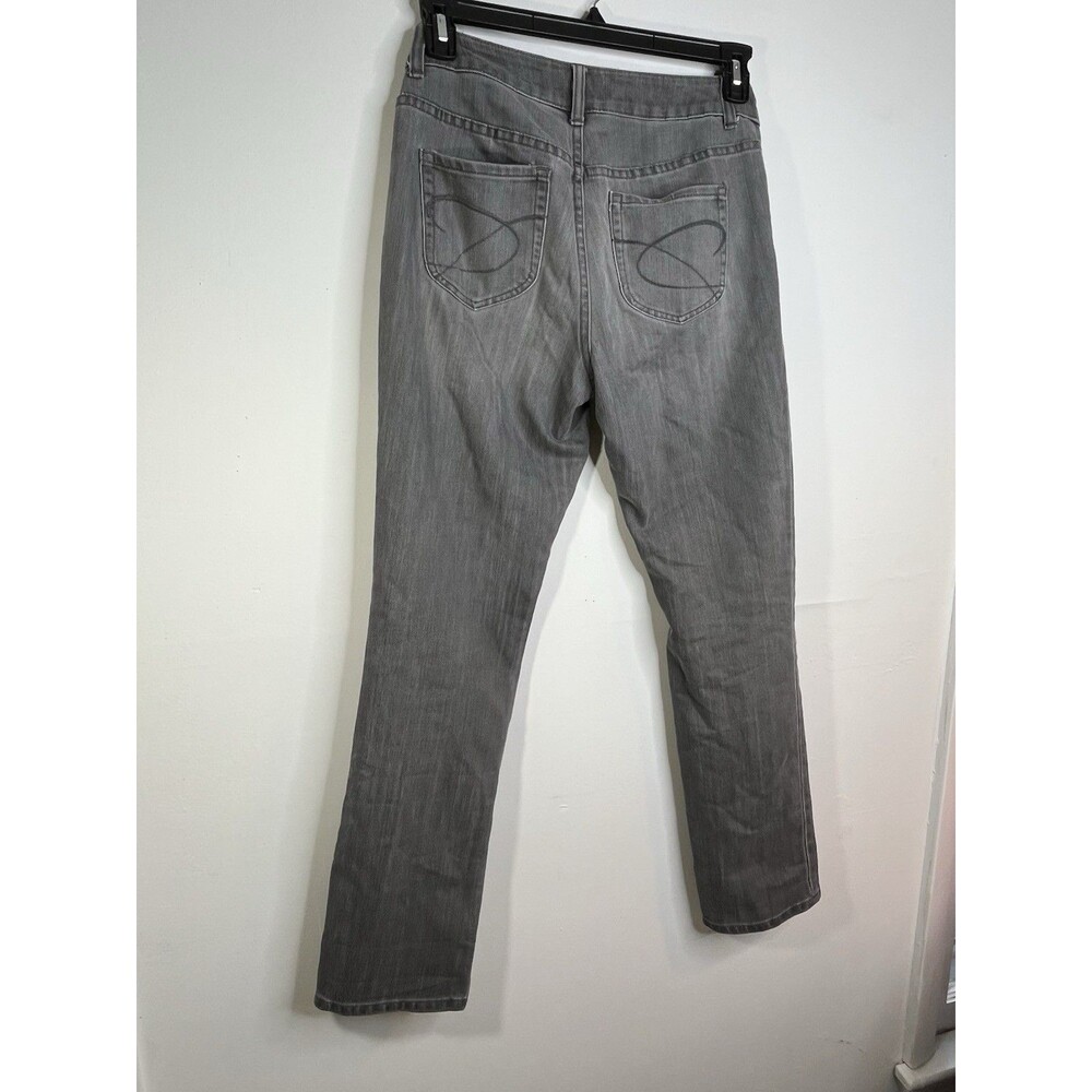 Chicos Womens Jeans 0 S 4 Gray Platinum Denim Faded Pockets Casual